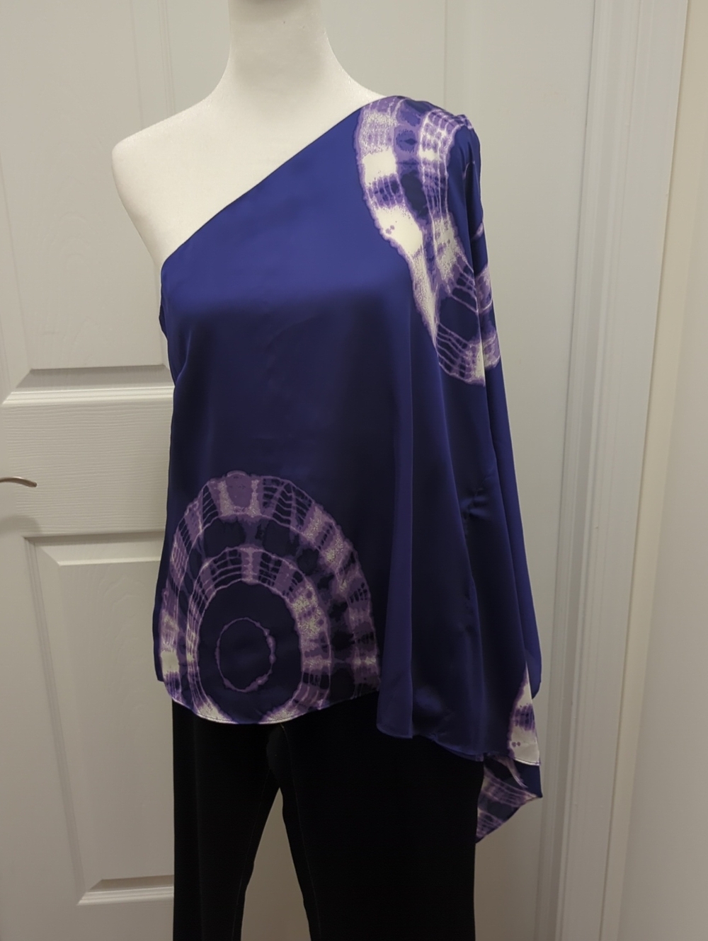 INC International Concepts One-Shoulder Purple Tie-Dye Tunic